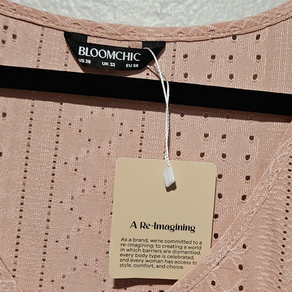 BloomChic Dusty Pink Pointelle Knit Double Flutter Short Sleeve Top Size 28 NWT - Picture 6 of 13